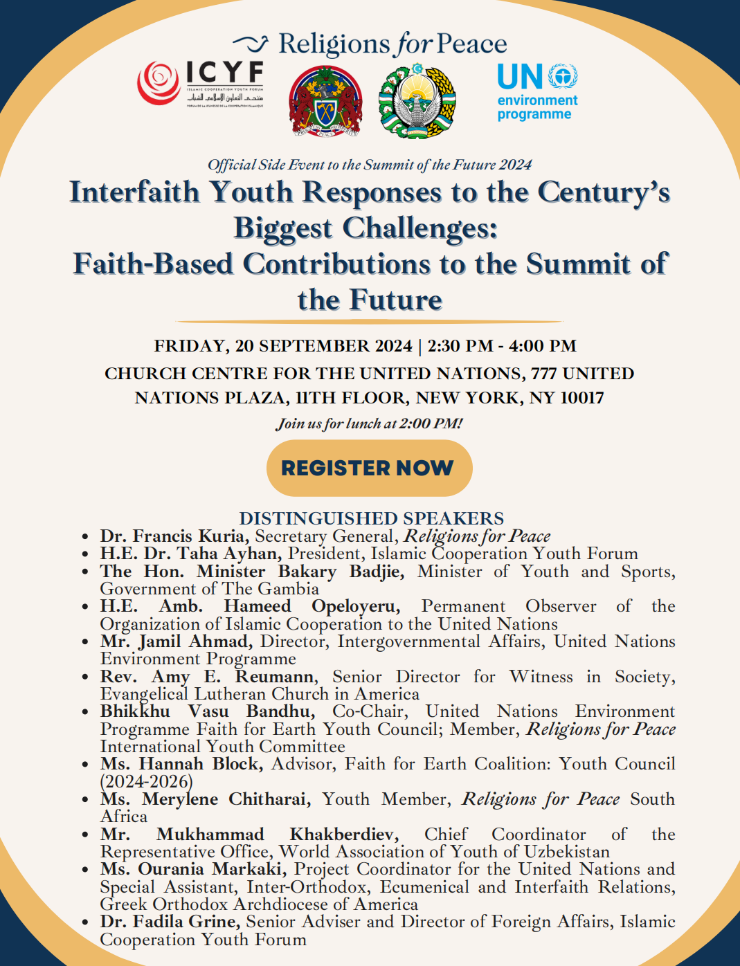 flyer: Interfaith Youth Responses to the Century’s Biggest Challenges: Faith-Based Contributions to the Summit of the Future